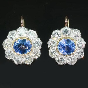 antique and estate earrings with blue